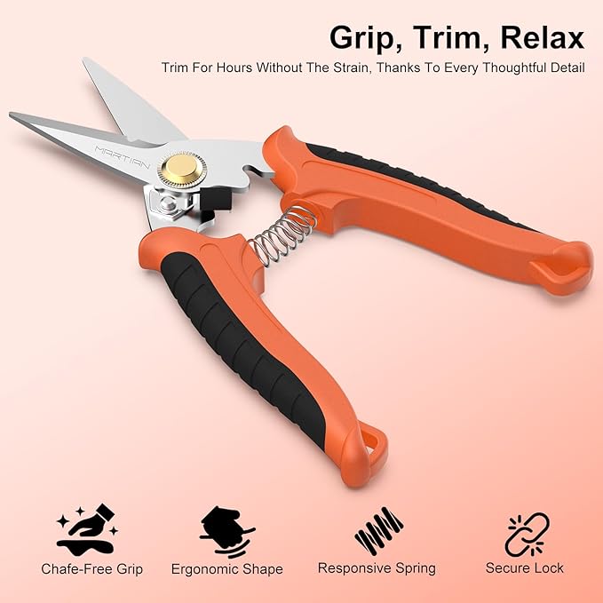 7”Heavy-Duty Garden Shears- Handheld Plants Pruning Shears for Gardening, Japanese Stainless Steel Garden Scissors for Cutting Branches, Flower, Rose