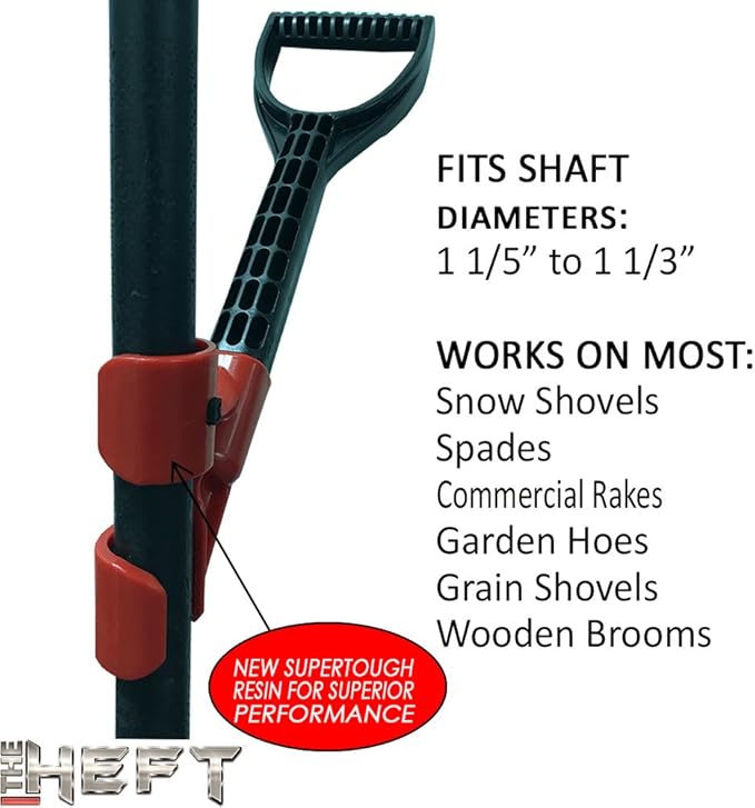 The HEFT Plus Secondary Back Saver Handle for Snow Shovels and Garden Tools as seen on Dragon's Den (Canada Shark Tank) (1 ct, Standard)
