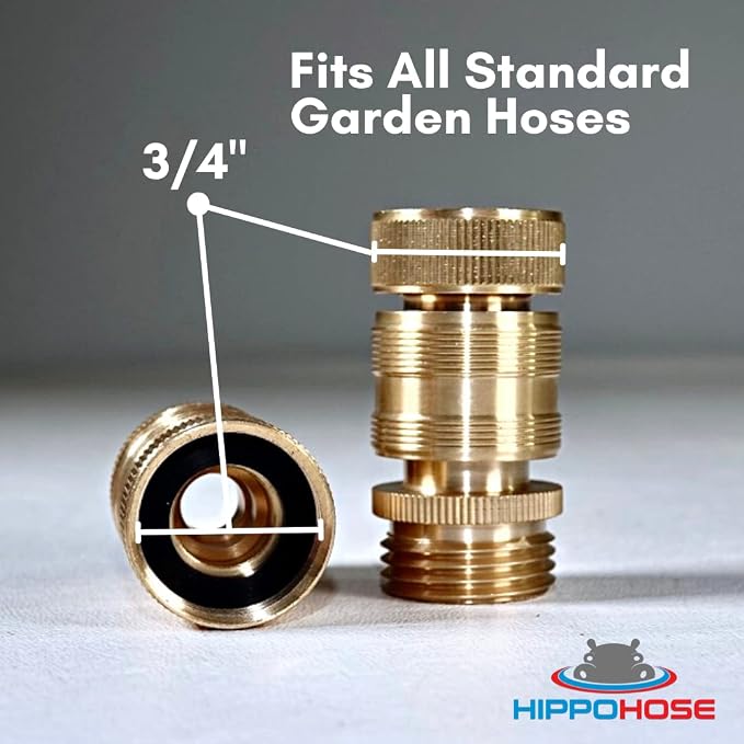 Quick Connector Garden Hose Fittings (4Pack) - Leak Free - 3/4" Snap-On Water Hose Adapter for Quick Release - Solid Brass - Quick Connection Garden Hose Connectors