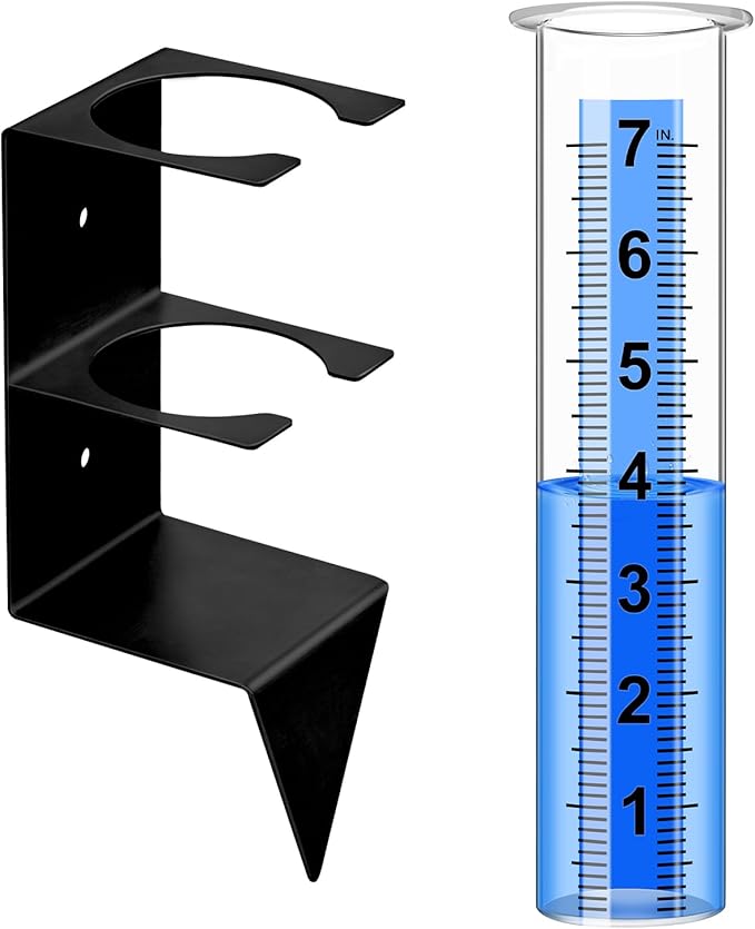 Rain Gauge Outdoor, 7" Capacity Rain Gauge Outdoors Best Rated with Stainless Steel Mounting Rack Holder, Freeze Proof Plastic Large Rain Gauge for Yard Garden Fence Lawn Patio Farm