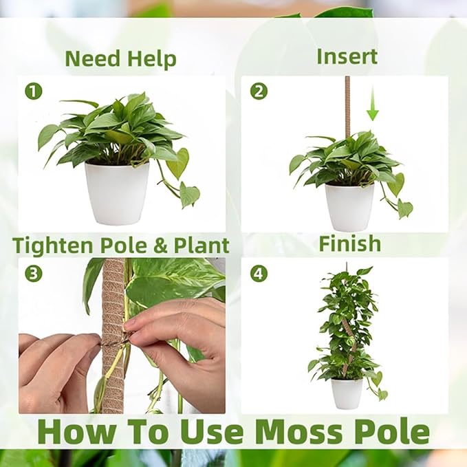 Supoice Moss Pole 63 Inch Bendable Monstera Plant Support for Climbing Plants Indoor Coir Plant Pole Sticks, Brown
