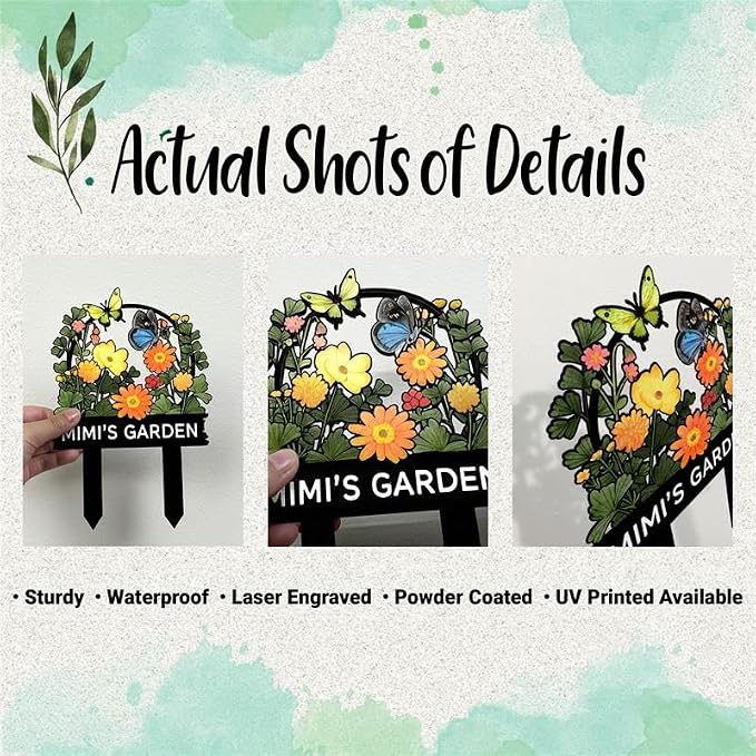 Personalized Metal Yard Sign for Mother's Day, Bird & Flower Design, Gift for Garden Lovers, Metal Sign, Garden Decor (Butterfly)