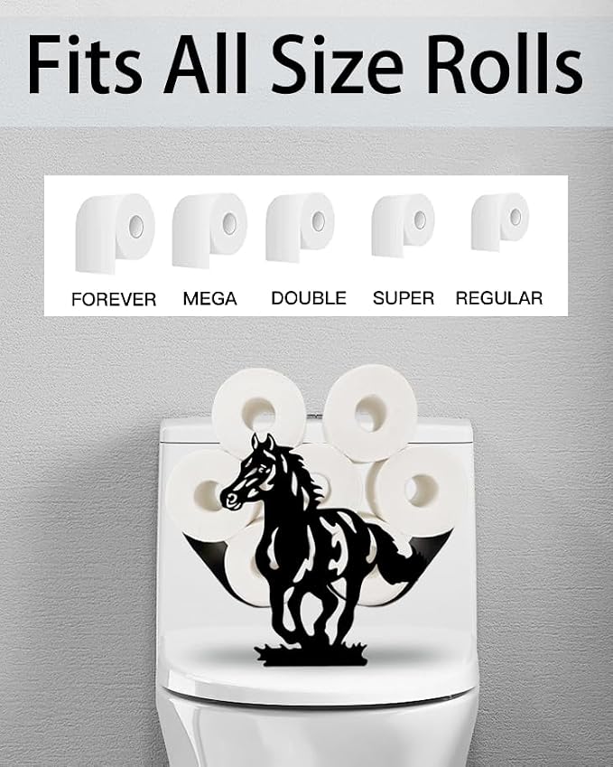 Whimsical Horse Toilet Tissue Holder,Animal Paper Holders,Decorative Metal Papers Holder,Funny Toilet Animal Storage for Bathrooms,Bathroom Paper Organizer for Extra 8 Rolls Free Standing Art Decor