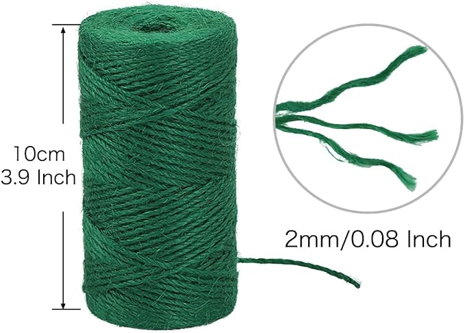 Vivifying Garden Twine String, 328 Feet x 3 Rolls 2mm Red Green White Jute Twine for Gift Wrapping, Gardening, DIY Crafts, Packing