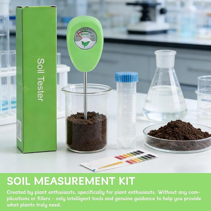 Soil Moisture Meter for Plants Kit, 6.5 in Probe Analog Water Meter No Battery, Includes 25 pH Test Strips and Sample Tube, for Potting Soil and Garden Pots