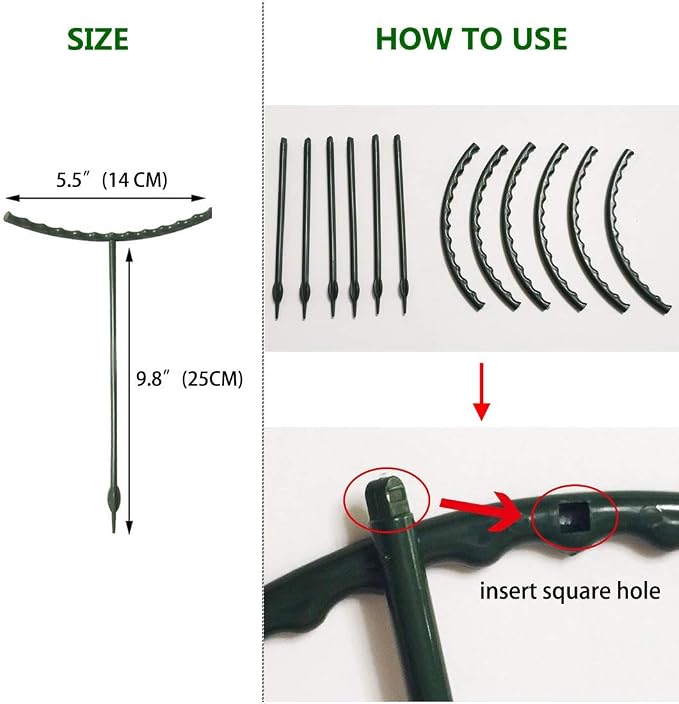 Belit 8 Pack Small Plant Support Plant Stakes, Garden Flowers Green Plant Support Ring, Planter Support Ring for Schlumbergera, Clivia, Vegetables, 5.5" Wide x 9.8" High