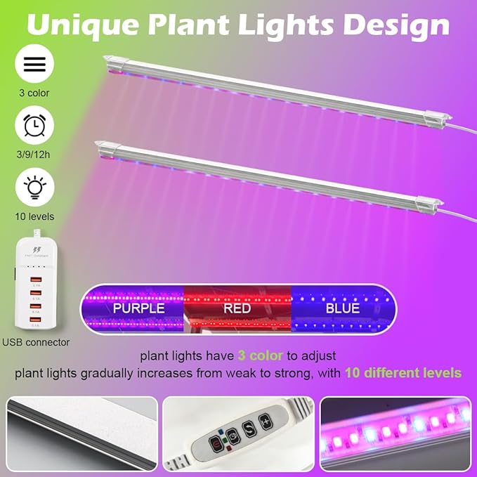 RooTrimmer 5-Tier Hydroponics Growing System, Plant Stand with Grow Lights, Ebb and Flow Seedbeds, Siphoning Watering, Designed for Nursery Cell Trays, Plant Pots