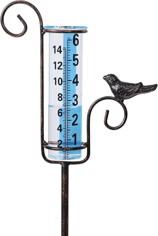 MUMTOP Rain Gauge Outdoor, 6 Inch Capacity Large Number Easy Read Bird Rain Measure Gauge for Lawn, Yard and Garden