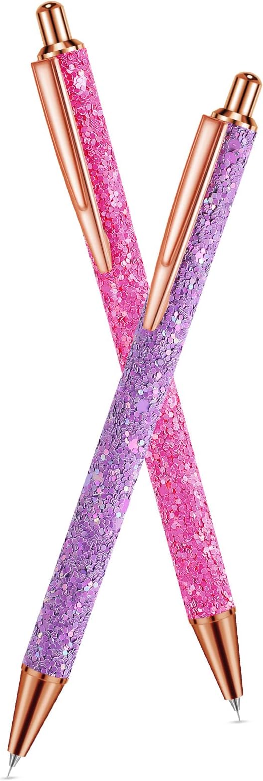 Epakh 2 Pieces Weeding Pen Vinyl Pen Pin Weeding Tool Fine Point Glitter Metal Vinyl Air Release or Car Puncturing Installation Retractable Craft Tool for DIY(Purple, Rose)