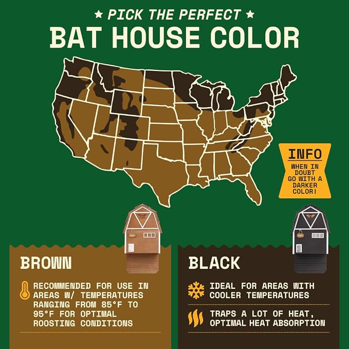 WildYard Big Bat Barn - 3-Chamber, Large Bat House - Black, Up to 150 - Ventilated Design for Year-Round Roosting - Textured Landing Pad for Effortless Entry - Preassembled Wall-Mount for Quick Setup
