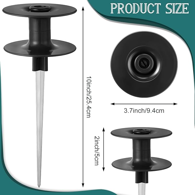Chumia 6 Pieces 10 Inch Garden Hose Guide Spike, Zinc Coated Rustproof Heavy Duty Metal Stake with Top, Keeps Garden Hose out of Flower Beds, Guard for Yard Plant Protection (Black)