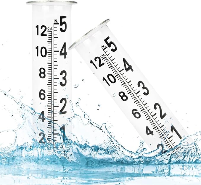 5'' Capacity Rain Gauge Replacement Tube,2 Pcs Glass Rain Gauges Tube for Garden Yard Outdoor