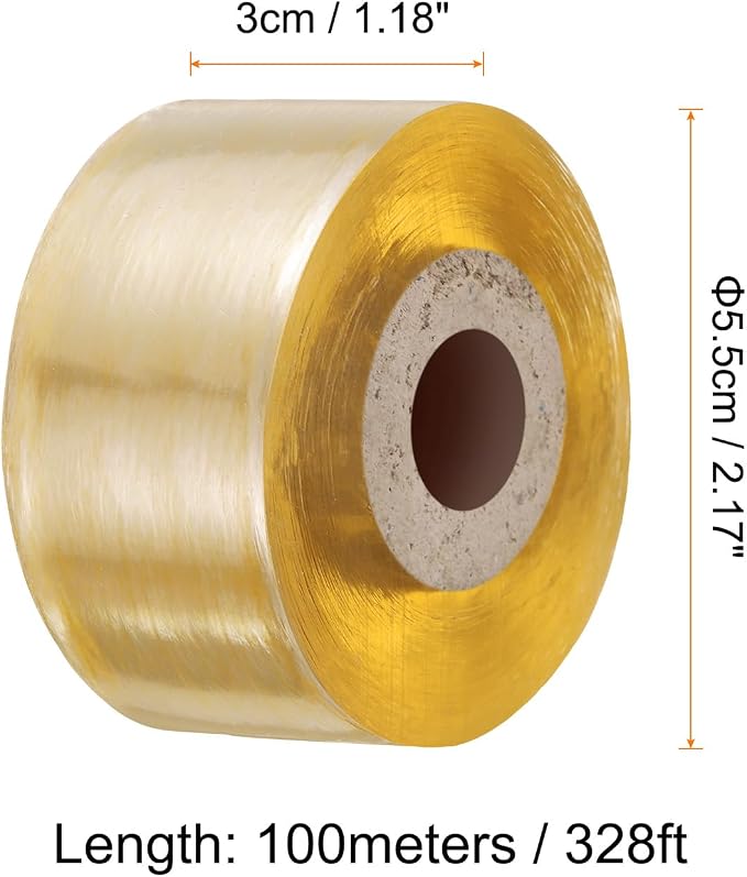 HARFINGTON 2pcs Fruit Tree Grafting Tape 3CM x 100M PVC Stretchable Garden Grafting Tool Plants Nursery Repair Tapes Self Adhesive Floristry Film for Floral Tree and Poly Budding Tape, Yellow