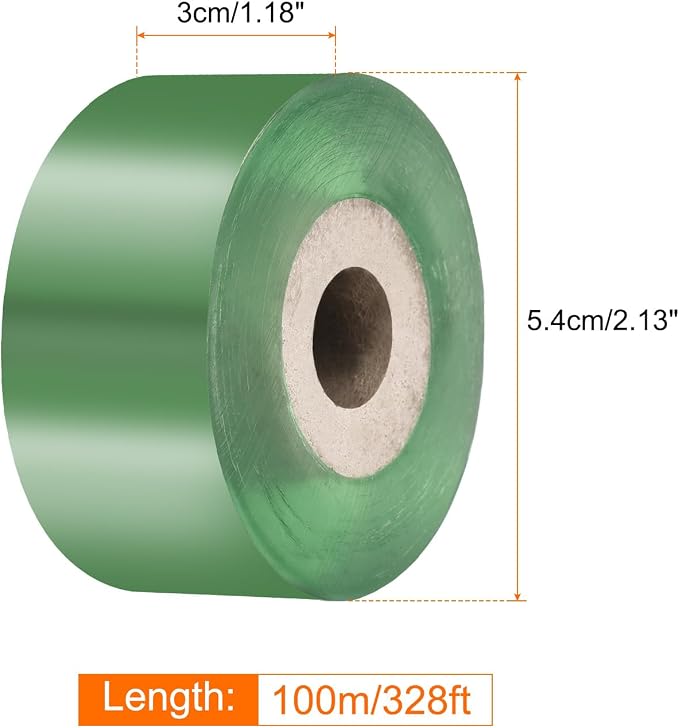 HARFINGTON 4 Rolls Fruit Tree Grafting Tape 3CM x 100M PVC Stretchable Garden Grafting Tool Plants Self Adhesive Floristry Film for Floral Tree and Poly Budding, Green