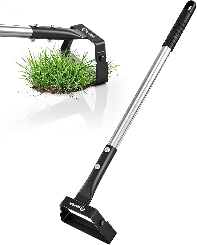 Saker Mini Hand Stirrup Hoe for Precision Weeding, Garden Hula Hoe Tool with Hollow Trapezoid Blade for Raised Beds, Greenhouse & Small Spaces