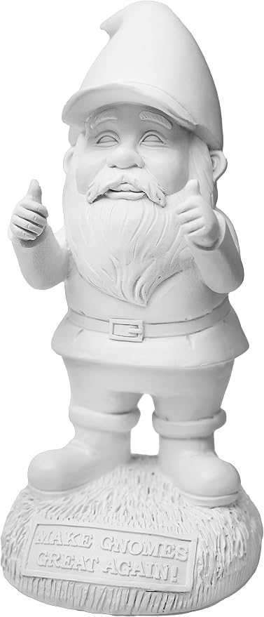 Gnometastic Gnude Gnomes - Unpainted Make Gnomes Great Again Garden Gnome, 9.5 inches/DIY Paint Your Own Gnome - Funny Garden Gnome Statue