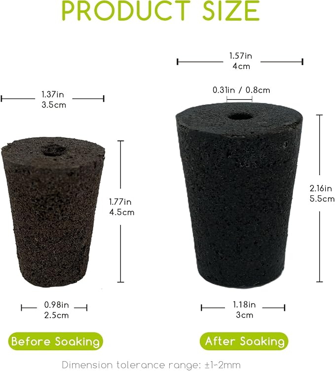Grow Sponges 20 Pack, 1.5”W*2.16”H Seed Starting Pods Replacement Plugs Hydroponic Growing Medium Fit for 2" Net Cup Systems, Plant Growing Nursery Trays, Tower Garden, Deep Grow Baskets