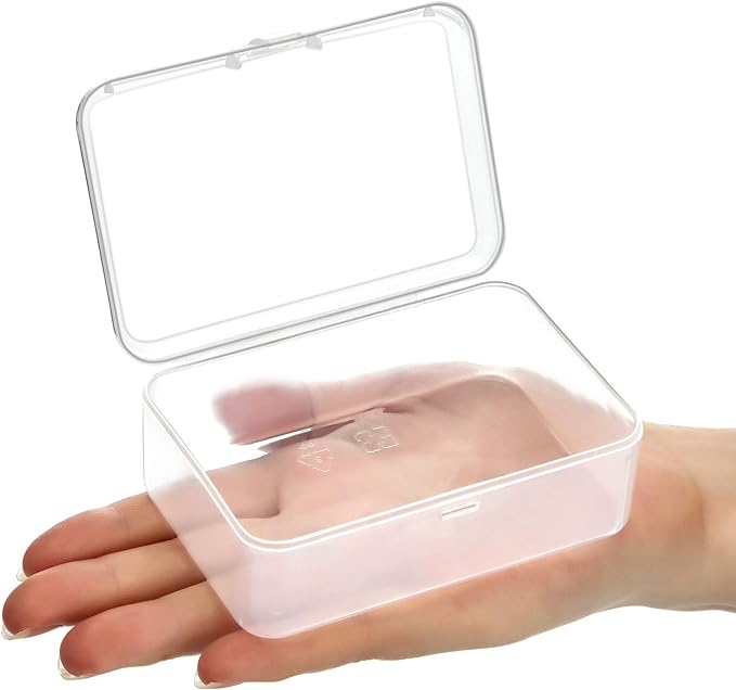 SATINIOR 24 Packs Small Clear Plastic Beads Storage Containers Box with Hinged Lid for Storage of Small Items, Crafts, Jewelry, Hardware (3.5 x 2.4 x 1.2 Inches)