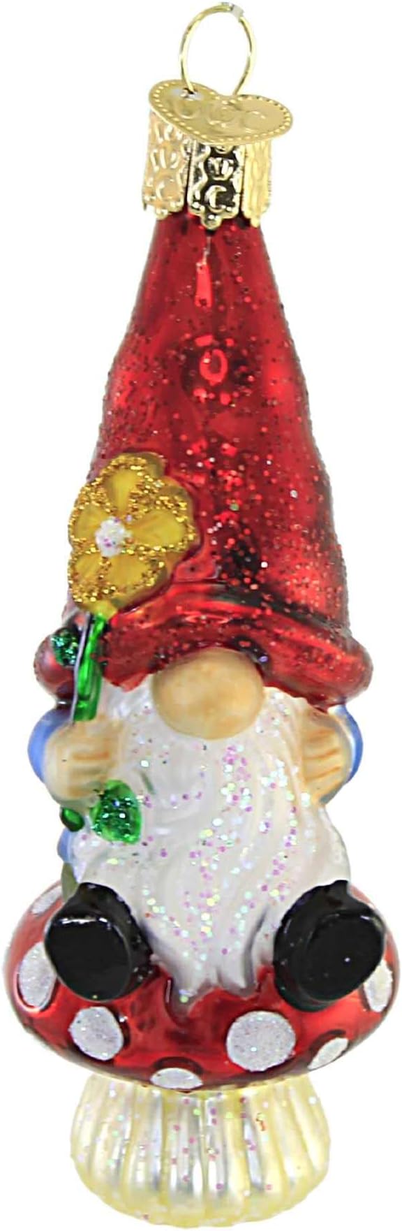 Old World Christmas Garden Gnome Glass Blown Ornament for Christmas Tree, Handcrafted Holiday Decoration, Gnome Collection