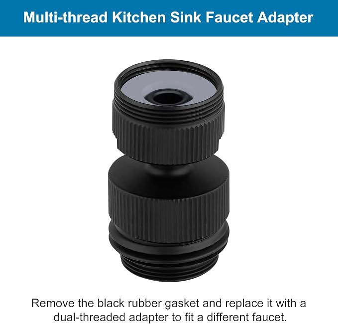 Hibbent Faucet Adapter Kit, Swivel Aerator Adapter to Connect Garden Hose - Multi-Thread Kitchen Sink Faucet to Garden Hose Adapter 3/4 Inch - Matte Black