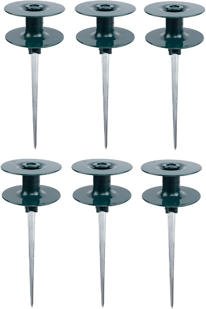 6 Pcs Garden Hose Guide on Spike, Guides Water Hoses Guide on Zinced Spike Hose Guard for Plant Protection Garden Hose Rust Sturdy Metal Stake Heavy Duty Dark Green Spin Top
