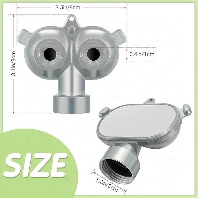 Honoson 2 Pcs Circle Pattern Twin Spot Sprinkler Metal Lawn Garden Rotating Water Spray Sprinkler 360 Degree for Lawn Yard, Silver