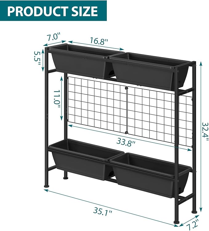 OYEAL Raised Garden Beds Outdoor with Legs 32" Tall Herb Garden Planters Box Raised Flower Beds for Gardening, Vertical Privacy Planter with Trellis for Patio, Porch, Backyard, Balcony, Grey