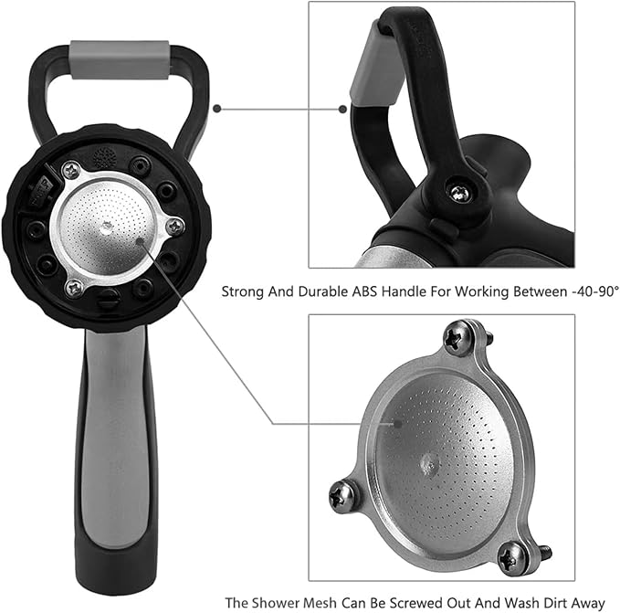 GREEN MOUNT Garden Hose Nozzle with Quick Connect Set - Zinc Alloy High Pressure Sprayer, Fireman Style Handle for Car Wash & Plant Watering，Black-grey