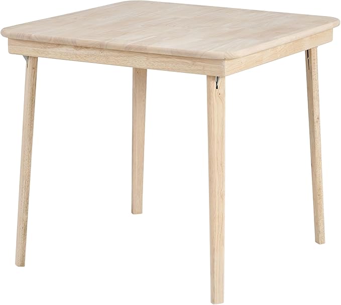 Stakmore Classic Straight Edge Square Folding Card Table 32x32 - No Assembly Wooden Foldable Card Table, Bridge, Board Game, Steel Mechanism, Folding Legs, Space-Saving, Unfinished Frame