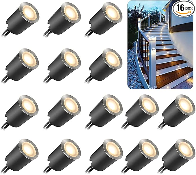 SMY Lighting Recessed LED Deck Light Kits with Protecting Shell φ32mm, Outdoor LED Landscape Lighting IP67 Waterproof,12V Low Voltage for Garden,Yard Steps,Stair,Patio,Floor,Kitchen Decoration
