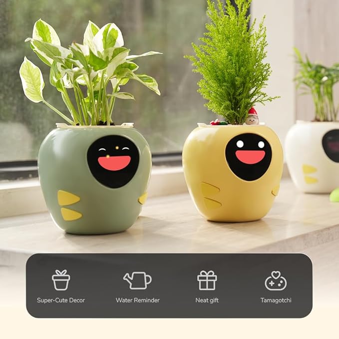 New 2026 Ai Smart Planter – Extra Large Interactive Plant Pot, Pet Plantagotchi, robot, Leafypod and Plantiboy, Robot Flower Pot with Feelings, Indoor Flowerpot with Water, Digital Gifts (Green)