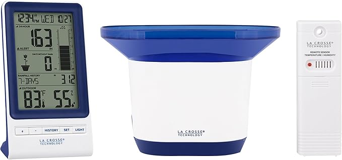 La Crosse Technology 724-1415BL Wireless Rain Station with Temperature and Humidity