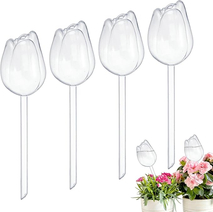 M METERXITY 4-Pack Plant Watering Globes, 9.4 Inch Plastic Self Watering Planter Insert for Indoor/Outdoor Plants, Self Water Devices [Transparent]