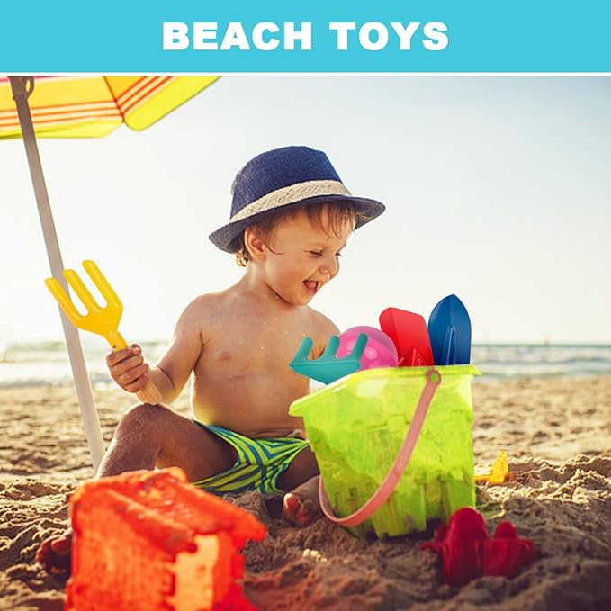 Beach Toys,5 Pcs Children Beach Sandbox Toys,8'' Kids Gardening Set Metal Garden Tools with Sturdy Wooden Handle,Safe Kids Shovel with Spoon, Fork, Rake, Flat Shovel & Pointed Shovel