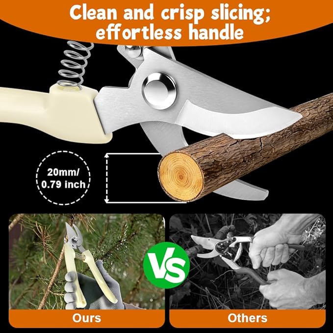 Ainiv 2Pack Pruning Shears, 1 Bypass Garden Clippers and 1 Straight Blade Floral Shears, Professional Flower Clippers, Lightweight & Ergonomic Gardening Scissors for Plants, Hedges and Flowers