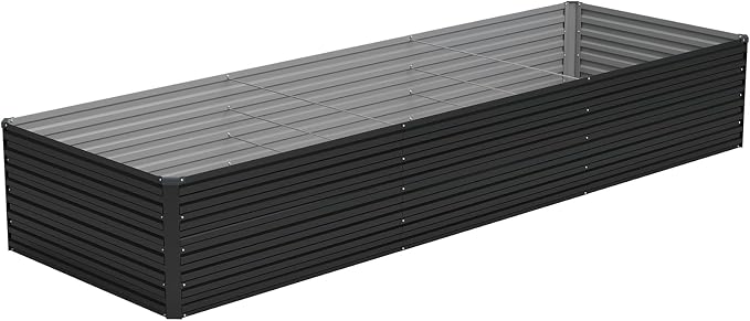 Vengarus 12x2x2FT Galvanized Raised Garden Bed Kit, Deep Root Planter Box Outdoor Large Planter Raised Beds for Planting Flowers,Vegetables and Herbs-Black