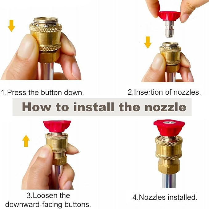 Jet Nozzle Power Washer Wand Hose Nozzle, Hydro Jet High Pressure Watering Sprayer Tool with 3 Different Nozzles, Water Hose Nozzle with Quick Connectors for Car, Gutter, Window Washing, Blue