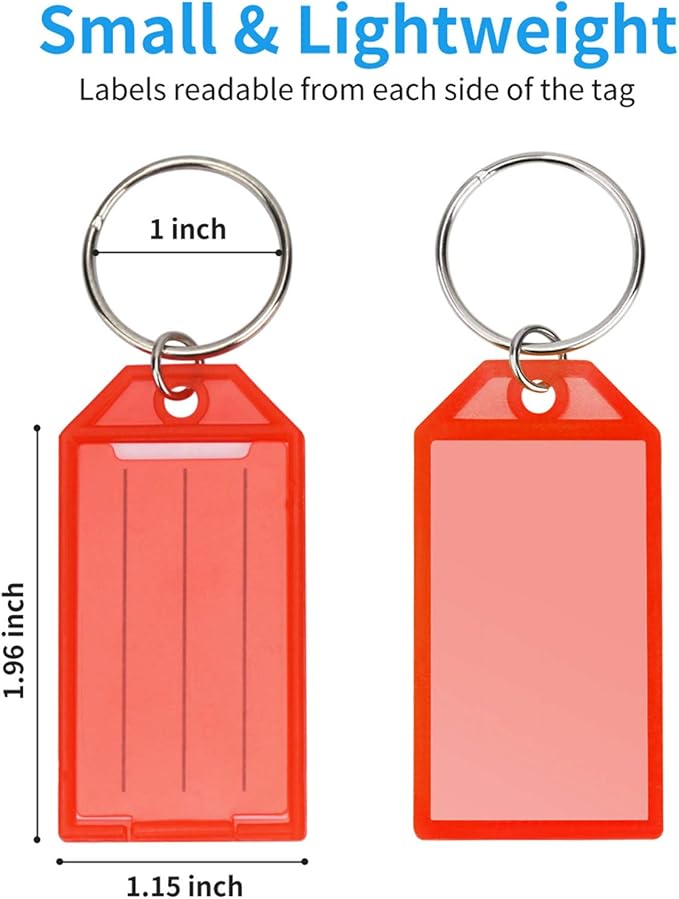 Cuttte 16 Pack Plastic Key Tags, Key Labels with Ring and Label Window, 8 Colors