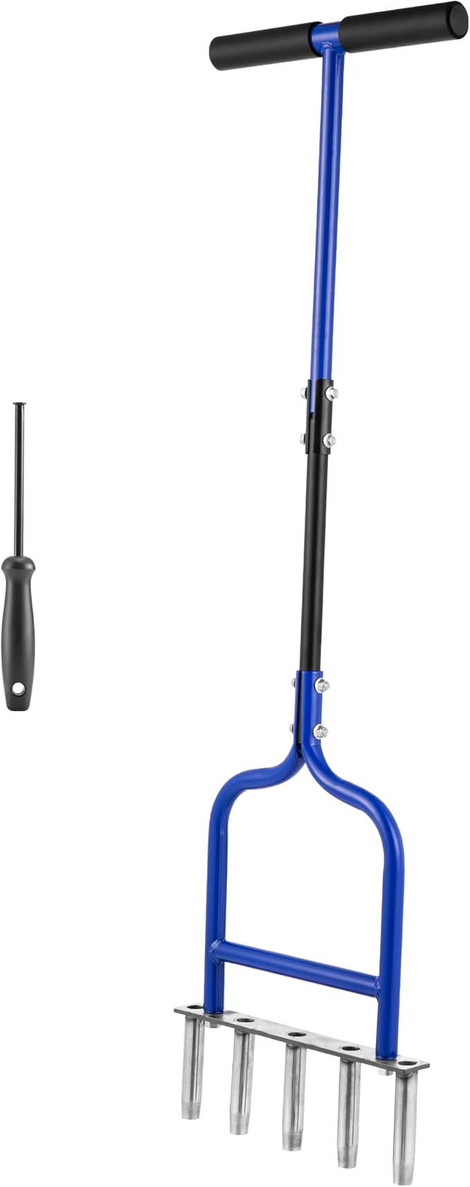 Lawn Coring Aerator, Stainless Steel 5 Corer Plug Aerator Tool with Soft Rubber Grip, Manual Grass Aerating Tool, Garden Tool & Cleaning Hand Tool for Loosening Soil and Improving Lawn Health.