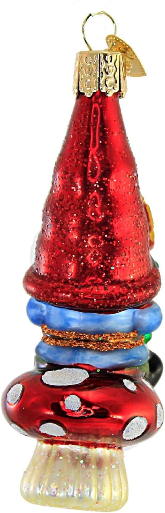 Old World Christmas Garden Gnome Glass Blown Ornament for Christmas Tree, Handcrafted Holiday Decoration, Gnome Collection