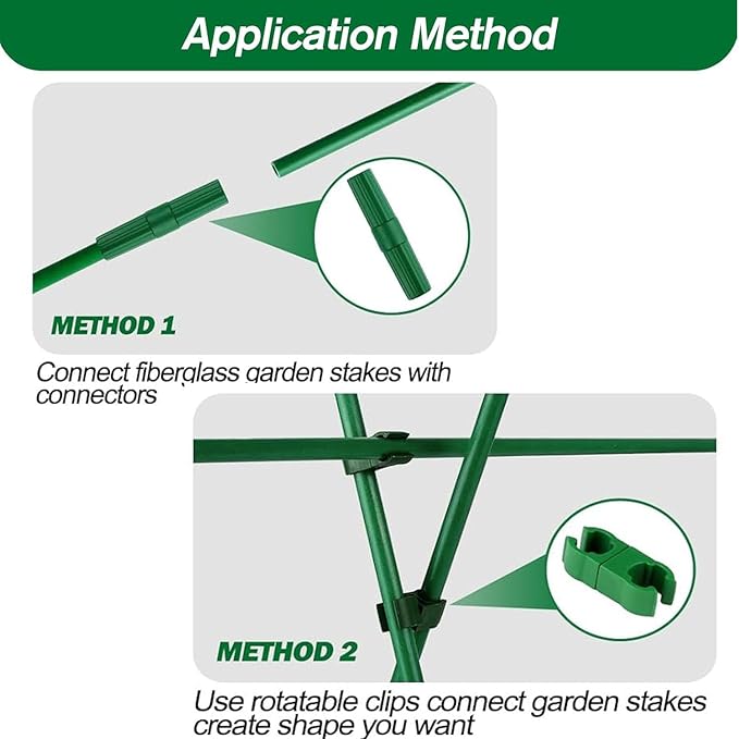Garden Stakes Kit:13.7 Inch 48 Pack, Plant Sticks Supports & Accessories for DIY 4ft, 5ft, 6ft, 7ft Stakes for Tomato, Vegetables, Indoor & Outdoor Gardening Supplies (15SET)