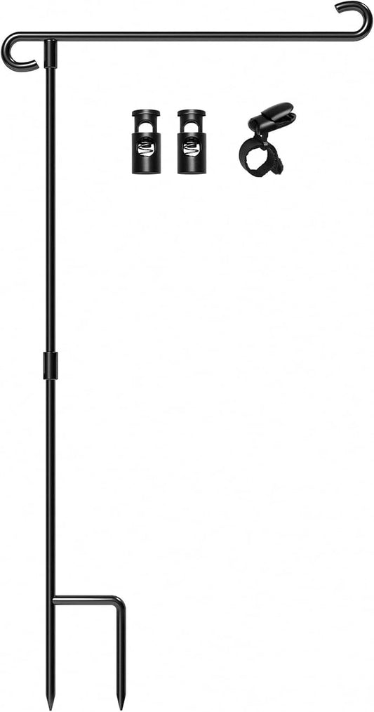 HOOSUN Garden Flag Stand,Wrought Iron Yard Flag Holder Stand,Perfect Garden Flag Holder for 12.5x18 inch Garden Flags,4th of July Memorial Day Garden Decorations