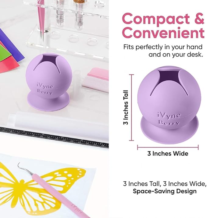 iVyne Berry Suctioned Vinyl Weeding Scrap Collector & Holder for Weeding Tools for Vinyl - Purple