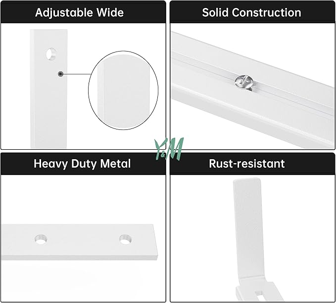 Y&M 4 PCS Adjustable Window Box Brackets for Planter Box, Heavy Duty Wall Mounted Hooks Hangers for Flower Baskets Holder Durable