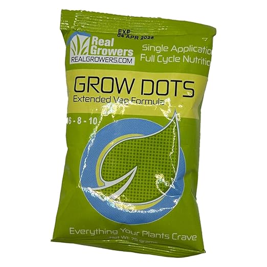 Real Growers Grow Dots Extended – Single Application Plant Food for Coco Coir & Soilless Media – 75g