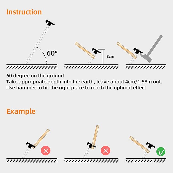 Tent Stakes Heavy Duty Camping Stakes,AVOFOREST 9.8inch Non-Rust Metal Tent Pegs Ground Stakes Tent Spikes Camping,Garden,Hiking Black (Black 20+2pcs, 10IN)