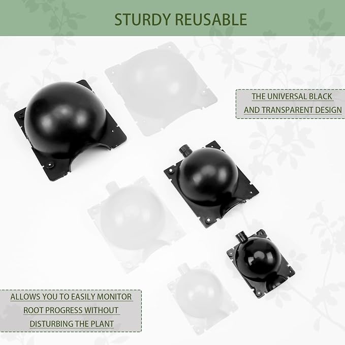 30 Pack 3 Sizes Plant Root Growing Box with 120 pcs Zip Ties, Air Layering Propagation Ball Kit Tree Rooting Grafting Tools for High-Pressure Grafting, Reusable Rooting Device