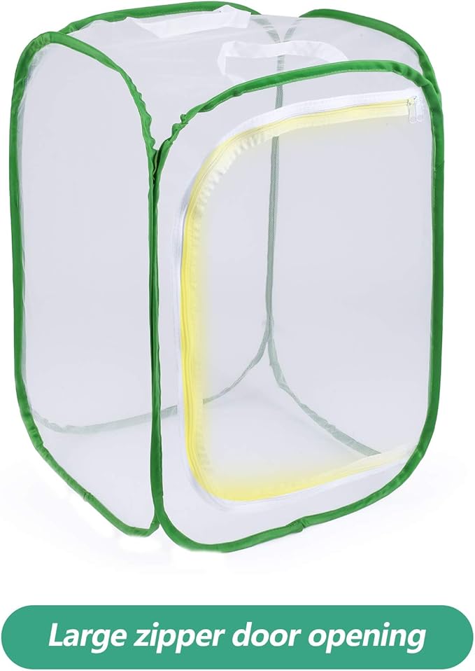 23.6" Large Butterfly Habitat Insect Cage Caterpillars Enclosure Pop-up Clear View 6 Mesh Panels 15.7 x 15.7 x 23.6 Inches Tall