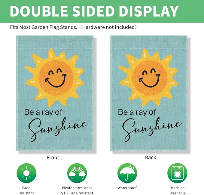 Perfectinsoy Be A Ray Of Sunshine Garden Flag, Sunny Garden Banner, Community Progress Welcome Yard Party Holiday Home Farmhouse Patio Porch Lawn Outdoor Decor, Sunshine Garden Flag Decor