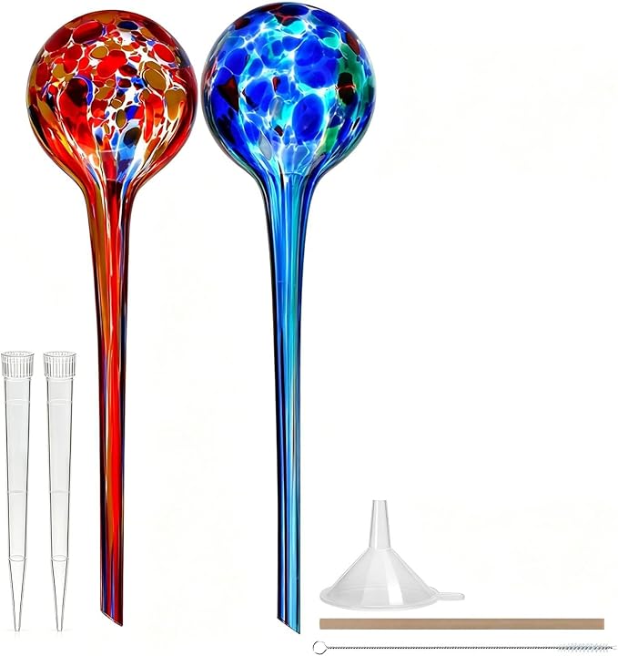 Plant Watering Globes Automatic Glass Watering Bulbs, Glass Ball Planter, Decorative Garden Watering Plant Watering Bulbs with 2-Pack, 3.35 inch Diameter